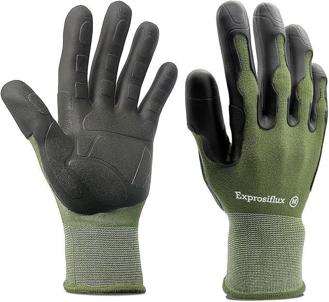 2 Pairs Thickened Non-Slip Gardening Gloves, Recyclable TPE Coating, Durable Breathable Work Gloves for Weeding, Planting, Landscaping & Yard Work, Universal Fit, Olive Green