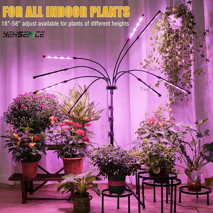 Grow Lights for Indoor Plants [ 8 in1 ] 400 LEDs, Full Spectrum Plant Lights for Indoor Growing with Tripod Stand, Auto On/Off Timing 4/8/12H, Plant Grow Lights Indoor.