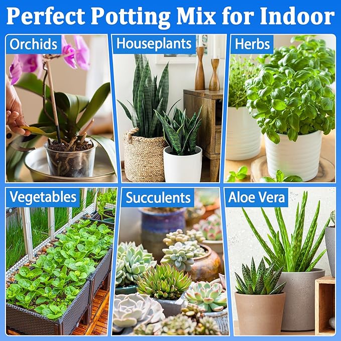 Halatool 10QT Indoor Potting Soil for Plants Orchid Potting Mix Garden Top Succulent Bonsai Soil for Aloe Vera Houseplants Flowers Vegetables & Herbs