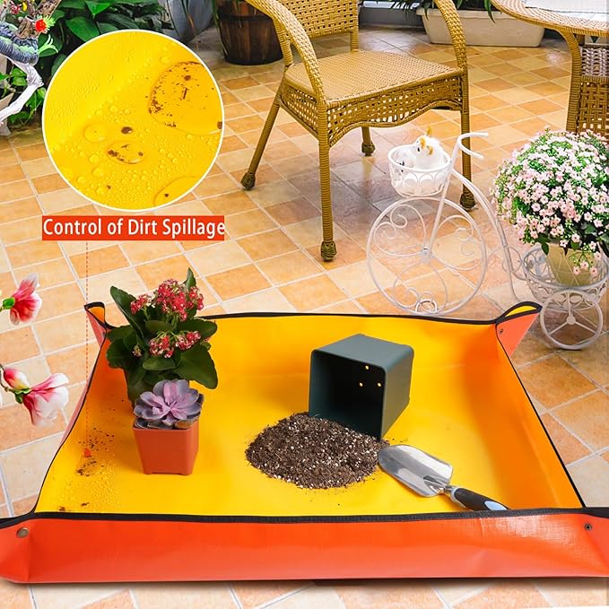 HNXTYAOB Large Potting Mat for House Plants Transplanting and Soil Mix Control Waterproof RepottingTray Gardening Tools Plant Gifts for Plant Lovers (39.5"X31.5")