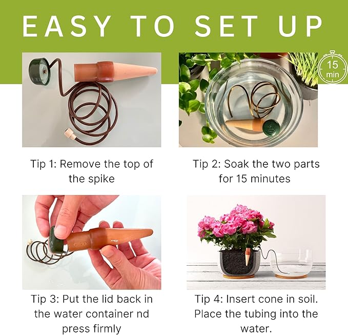 Blumat Classic Self-Watering Stakes - Prevents Overwatering and Underwatering for Healthy Growth While You are Away - Ideal for Indoor Plant Watering, 12 Pack, wo Adapter
