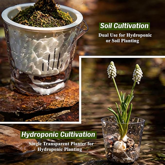 InmeRun Plant Pots Indoor Plastic Flower Pots Outdoor 5 inch Set of 6 Pack with Drainage Holes and Saucers for Garden Pots (self Watering 5in-6p)