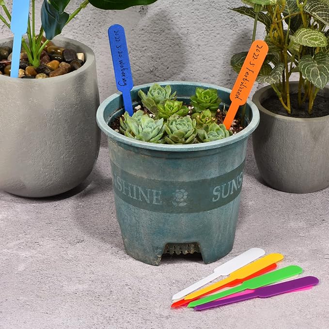 PATIKIL Plant Labels, 200Pcs PP Rectangle Marker Tags for Outdoor Indoor Garden, Light Blue