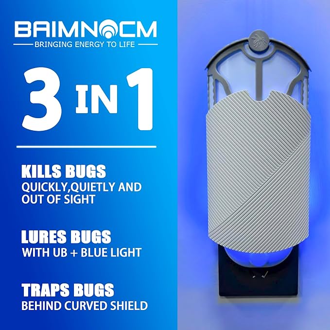 Flying Insect Trap (1 Stater & 3 Refill Cartridges), UV Light Indoor Bug Catcher for Gnats, Fruit Flies, Mosquitoes, and Moths, Plug-in Fly Trap for Home, Kitchen, Living Room