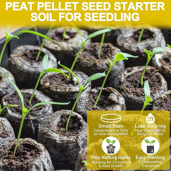 Legigo 100 Pcs 36mm Seed Starter Peat Pellets for Seedlings- Compressed Seed Starter Pods Seed Starting Pellets Plugs Soil Peat Pods for Starting Seeds, Garden Planting Herb Flower Vegetables