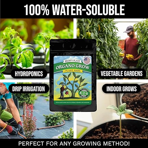 Organic Probiotic Plant Food – Fast-Acting with Microbes & Amino Acids 8-2-6 + 3% Calcium for All Garden Types Organo Grow | Boost Growth & Health (1, Pounds)