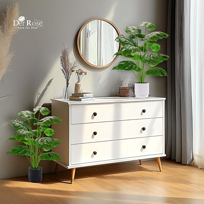 Der Rose 28" 2 Packs Fake Plants Large Artificial Monstera Faux Plants Indoor Tall for Floor Home Office Farmhouse Bedroom Decor