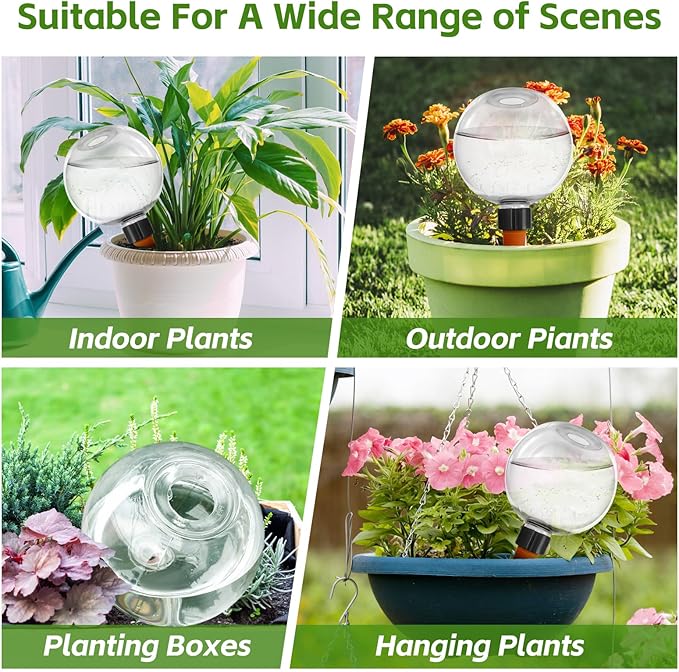 4 Pcs Self-Watering Planter Insert Self-Watering Planter Globes with Slow Release Water Control for Indoor & Outdoor Plants (4, Globe)
