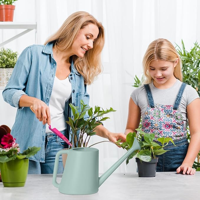 ZXJ Grip Plant Watering Can - for Indoor and Outdoor Home Garden Plants - with Long Spout - Light Green - 1/2 Gallon