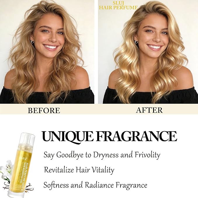 SLUJ Hair Perfume for Women - Hair Mist with Argan Oil & Gold Shimmer, Lightweight Hair Oil Spray for Dry Hair, Heat Protection Spray for Hair, Long Lasting Hair Scent