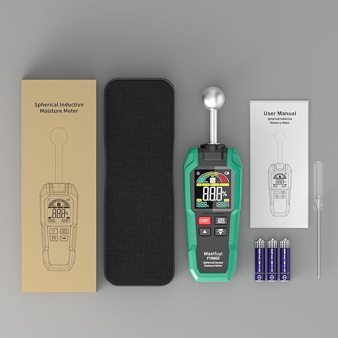 Pinless Wood Moisture Meter,Non-Destructive Moisture Meter for Wood,Concrete, Floors, Walls, Measuring Depth 5-40mm Digital Moisture Meter Built-in Flashlight
