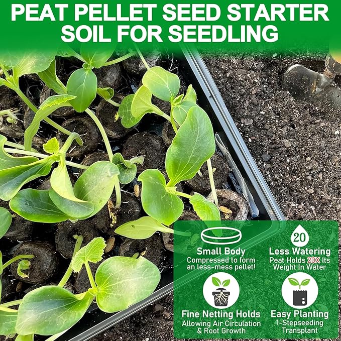 Legigo 50 Pcs 30mm Seed Starter Peat Pellets Pods for Seedlings- Compressed Seed Starting Pellets Seed Starter Pods Plugs Soil Peat Pods for Starting Seeds, Garden Planting Herb Flower Vegetables
