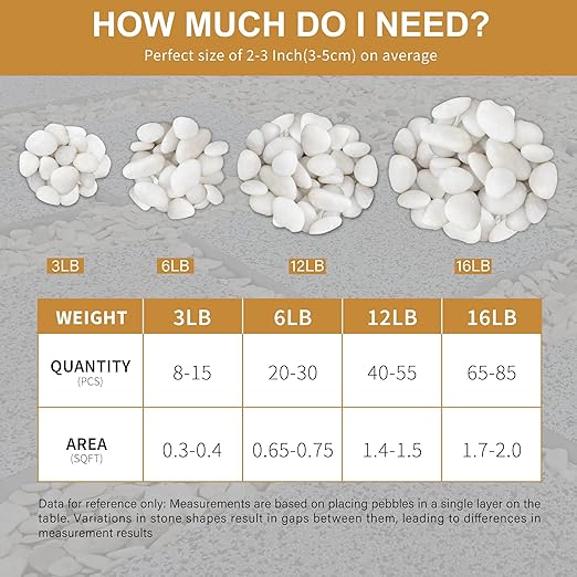 NUPICK 6lb White River Rocks for Plants Indoor, 2-3Inch White Pebbles for Vases Fillers, Decorative Gravel for Fish Tank, Natural Polished Stones for Succulent, Bonsai, Landscaping, Bird Baths