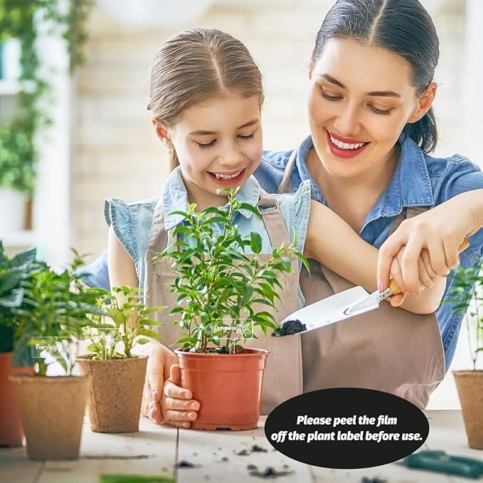 JarThenaAMCS 24Pcs Acrylic Plant Label Signs 12 Styles Spring Summer Garden Herb Markers Transparent Waterproof T-Type Tags Reusable Plant Stake Tags with Names for Nursery Indoor Outdoor Garden Decor