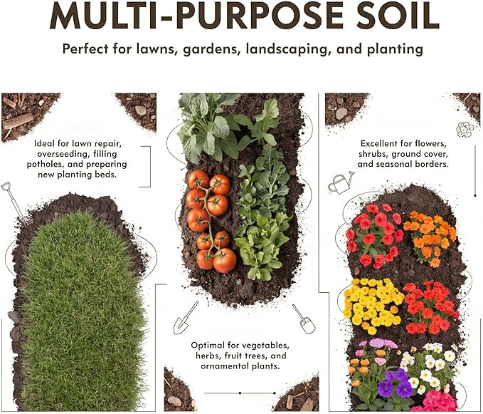 All Purpose Topsoil 6 lb Pail, Premium Garden Potting Mix, Planting Soil for Indoor Outdoor Plants, Flowers, Vegetables, Shrubs, Raised Beds, Containers and Landscaping