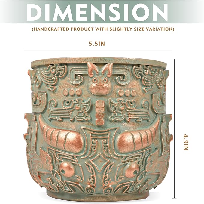 Midogaigai Tribal Vintage Face Planter,Lightweight Unique Plant Pots with Drainage,Eclectic Small Succulent Flower Planters Pots for Outdoor&Indoor Plants,Funny Garden Pot for Room Decor(5.5in)