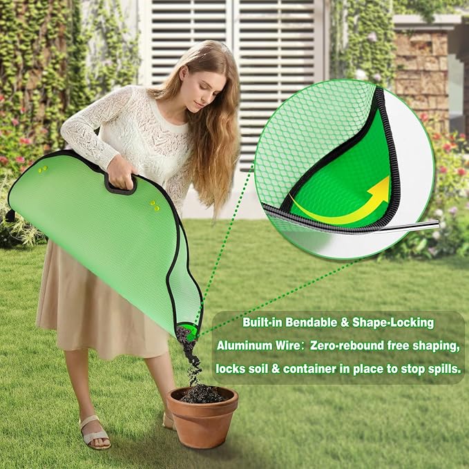 Austion Repotting Mat for Indoor Plant Transplanting and Mess Control 29"x29" Waterproof Succulent Potting Mat with Handles Flower-Shaped Potting Tray Portable Mat Gardening Gifts for Plant Lovers