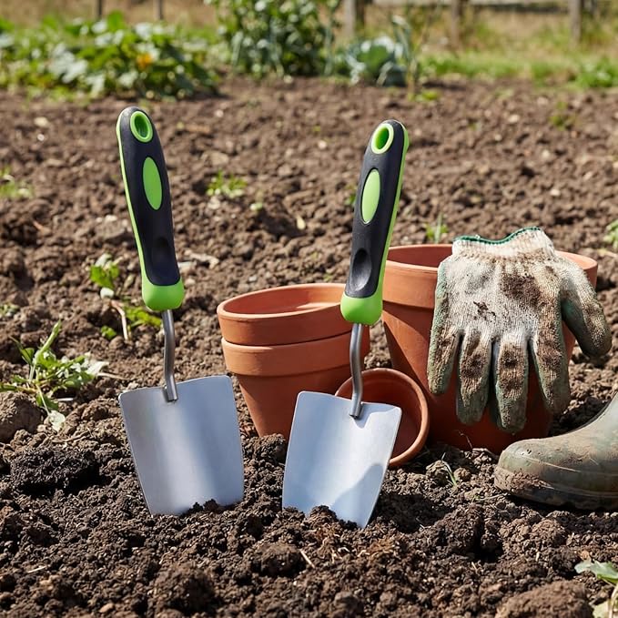 Yaocom 16 Pcs Garden Shovel Aluminum Alloy Heavy Duty Trowel Small Digging Shovels Metal Hand Trowel Spade with Soft Handle for Garden Lawn Yard Planting Tool (Wide Shovel,Green)
