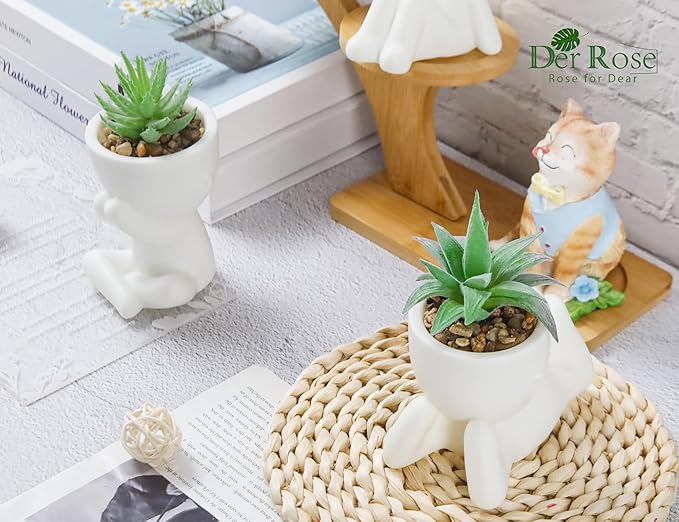 Der Rose 3 Pack Fake Plants for Office Desk Accessories Artificial Succulents Plants for Room Bathroom Home Decor for Women