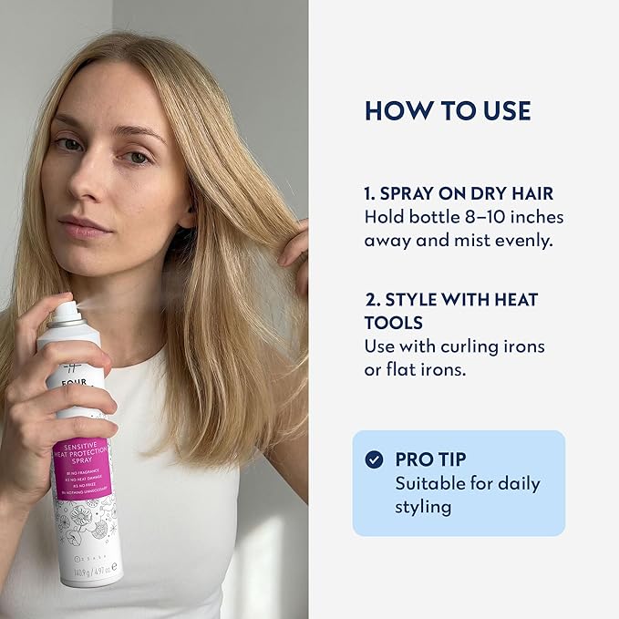 No Nothing Heat Protection Spray for Hair – Fragrance Free, Hypoallergenic Aerosol Hair Heat Protectant Spray, Humidity and Thermal Protector Up to 450°F, Lightweight Shine for All Hair Types, 4.97 oz