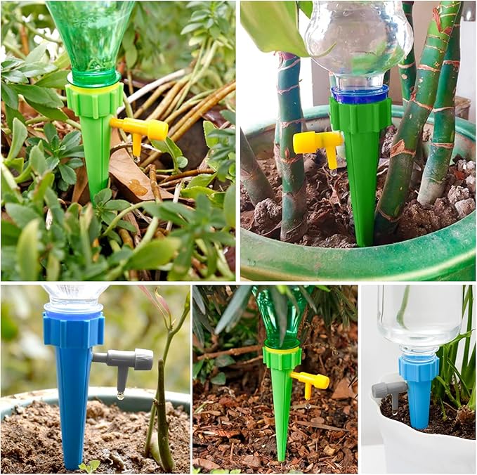 Self Watering Spikes for Plant, 20PCS Self Watering Planter Insert, Plant Watering Spikes with Adjustable Control Valve Switch, Plant Watering Devices for Indoor Outdoor Potted Plants