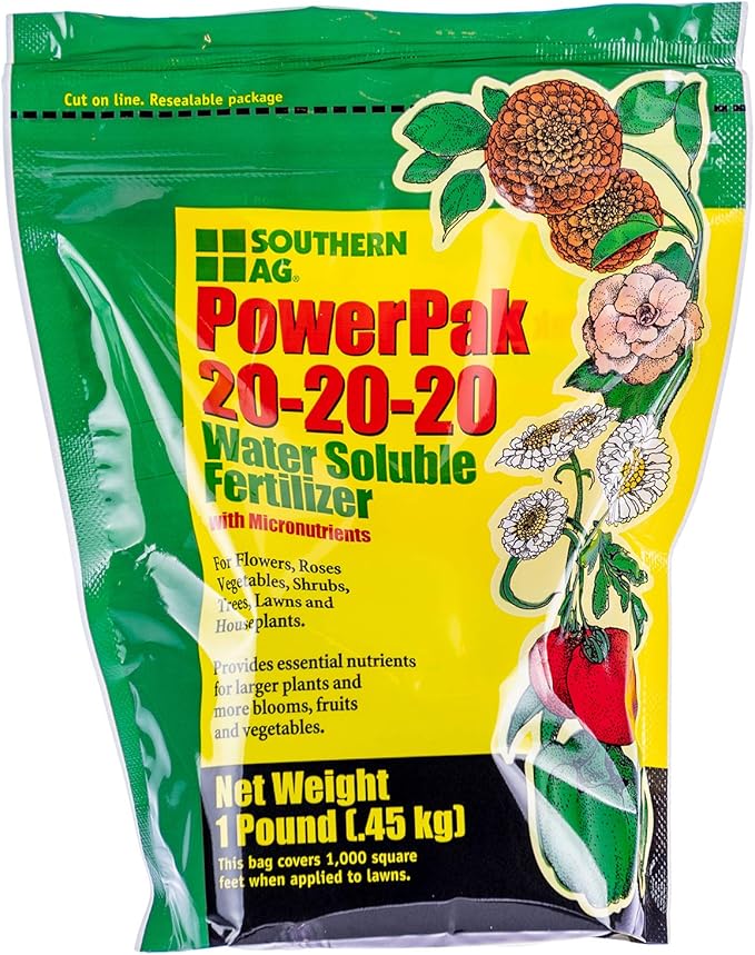 Southern Ag PowerPak 20-20-20 Water Soluble Fertilizer with micronutrients (1 LB)