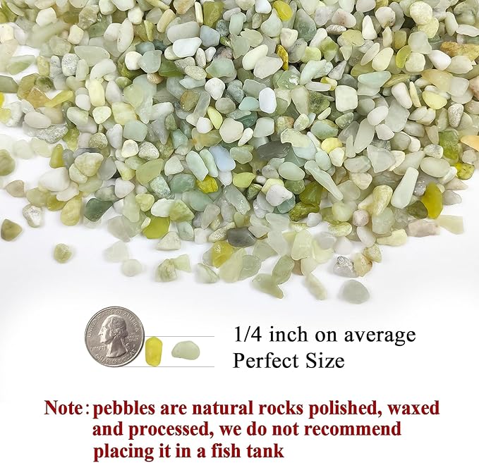 FANTIAN 2 lbs Jade Rocks for Plants Indoor, 1/4 inch Small Pebbles for Plants, Decorative Rocks for Succulents Cactus Vases Landscaping Drainage and Outdoor Garden Rocks