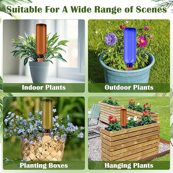 6 Pack Self Watering Globes Spikes for Plants Terracotta Automatic Plant Waterer Stakes with 25.5 oz Plastic Bottles Keep Plants Watered for 7-9 Days (Blue)