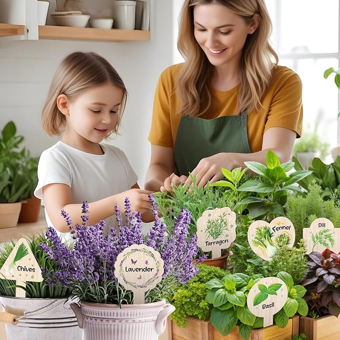 JUYRLE Plant Label Signs- 15PACK Herb Garden Markers, Plant Labels for Outdoor Garden Waterproof, Plant Tags with Names, Indoor Patio Tags for Succulent Flowers Greenery Seedling
