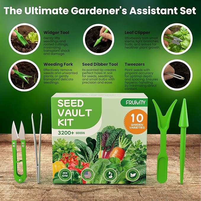 10 Heirloom Seeds Variety Pack - 3200+ Non-GMO Seeds for Planting Vegetables, Indoor Outdoor Garden Seed Starter Kit, Easter Unique Gift for Mother, Women, Mom, Friend, Her