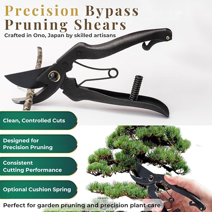 Wablade Japanese Pruning Shears Made in Japan, Bypass Hand Pruner for Clean Controlled Cutting, Up to 0.59 Inch for Branches, Alloy Steel Blade, Smooth Easy Control Gardening (Cusion-Spring Model)