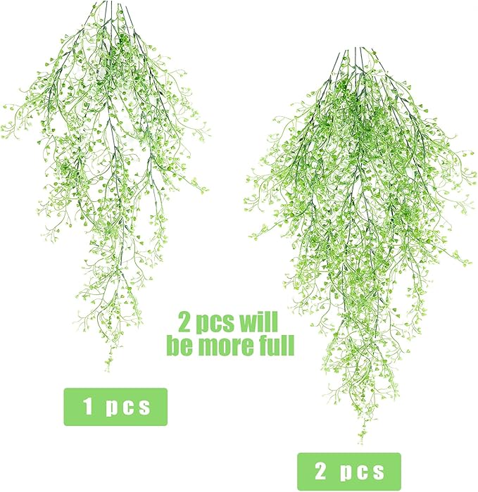 RECUTMS Fake Hanging Plants Artificial Ferns for Outdoor Hanging Faux Plants Vine Ivy Faux Fern Hanging Vines Wall Plants for Home Garden Party Wedding Decor (White 4P)