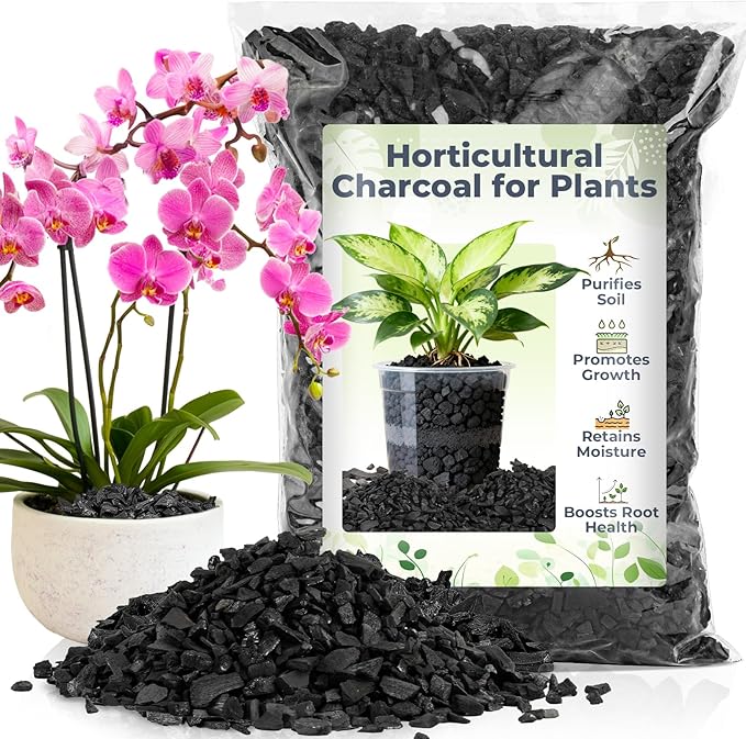 Sukh Horticultural Charcoal for Plants - 1.4Qt. Natural Earth Regulated Supplement for Potting Soil Indoor Plants, Organic Biochar, Succulent Soil, Paphiopedilum, Bonsai, Terrarium