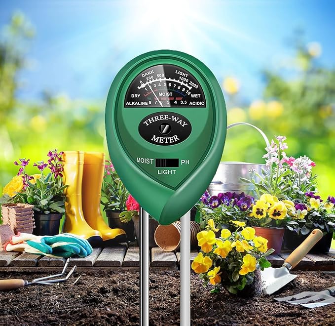 Moisture Meter, Soil PH/Light Tester Plant Soil Test Kit Indoor Outdoor Use, Hygrometer Moisture Sensor Water Meter for Potted Plants Succulents Trees Lawn Farm Garden, No Battery Needed, Easy to Read