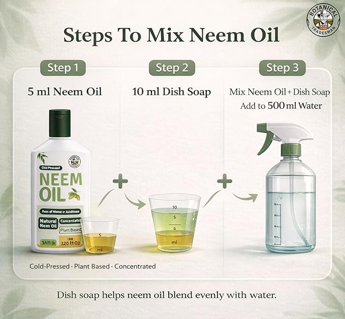 Neem Oil – 100 ml Pure, Cold-Pressed, Plant-Based Oil for Indoor & Outdoor Plant Care, DIY Mixing Concentrate