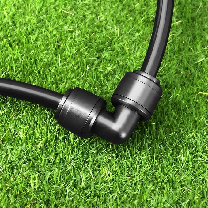 20 Pack 1/4" Quick Connect Fittings Elbow Connectors,1/4 Inch Irrigation Tubing Fittings Anti-Drop Push to Connect Fittings Locked Elbow for 1/4 Inch Drip Irrigation Tubing Garden Irrigation System