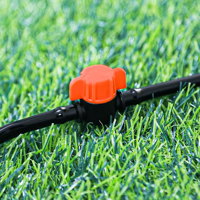 20 Pack 1/4 Inch Drip Irrigation Valve Fittings - 1/4'' Drip In-Line Shut Off Valve Anti-Drop Barbed Flow Control Valve Connectors for 1/4 Inch Drip Tubing System