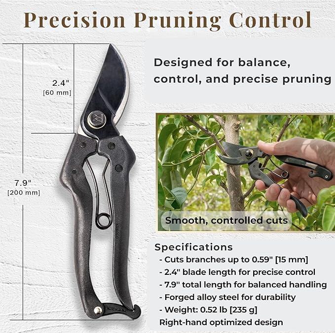 Wablade Japanese Pruning Shears Made in Japan, Bypass Hand Pruner for Clean Controlled Cutting, Up to 0.59 Inch for Branches, Alloy Steel Blade, Smooth Easy Control Gardening (Standard Model)