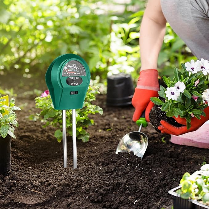 GeeRic Soil Moisture 3-in-1, Soil Moisture/Light/pH Tester, No Battery Needed Soil Tester Gardening Tool for Indoor and Outdoor