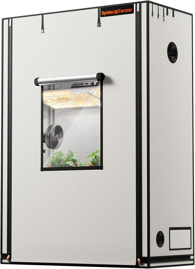Spider Farmer Pro Series 4.6x2.3x6.6 Grow Tent, 55"x28"x80" with Roll-up Door, Observation Window Floor Tray, 2000D Thicken Mylar Canvas, 4x2 for Hydroponic Indoor Growing for SF2000, SE4500, G4500