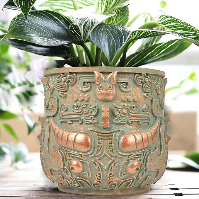Midogaigai Tribal Vintage Face Planter,Lightweight Unique Plant Pots with Drainage,Eclectic Small Succulent Flower Planters Pots for Outdoor&Indoor Plants,Funny Garden Pot for Room Decor(5.5in)