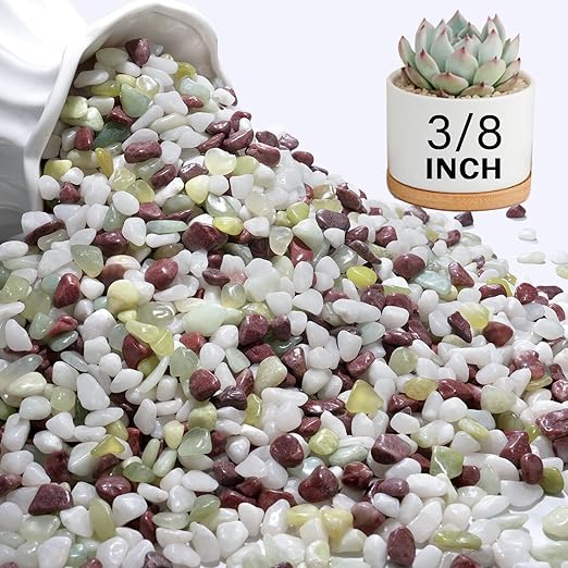 NUPICK 6 lbs Pebbles for Indoor Plants, 3/8 Inch Pea Gravel for Fish Tank, Polished Decorative Rocks for Succulent, Natural River Stones for Vases, Cactus, Landscaping, Bird Bath, Colorful Mixed