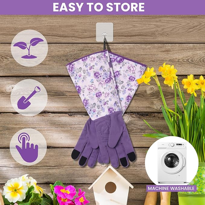 Trifabricy Gardening Gloves for Women, Breathable Leather Garden Gloves with Grip, Thorn-Proof Puncture-Resistant Work Gloves