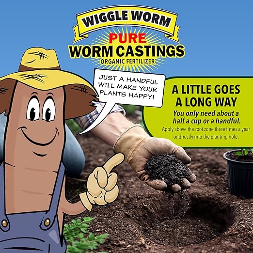 Wiggle Worm 100% Pure Organic Mineral-Dense Worm Castings Fertilizer, 30lbs, Pack of 3 - Improves Soil Fertility and Aeration for Growing Better Houseplants, Vegetables, and More
