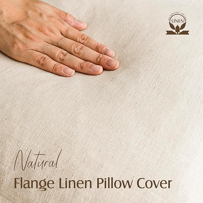 Foindtower Pack of 2, Decorative Linen Soild Throw Pillow Covers Soft Accent Cushion Case Boho Farmhouse Neutral Pillowcase for Couch Sofa Bedroom Living Room Home Decor 26 x 26 Inch Natural Beige