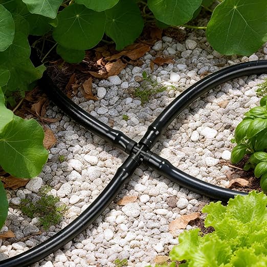 45 Pack 1/4" Drip Irrigation Cross Fittings, 1/4'' Dripline Barbed Cross Tee Connectors for 1/4 Inch Irrigation Tubing 4-way T Parts for Garden Drip Systems
