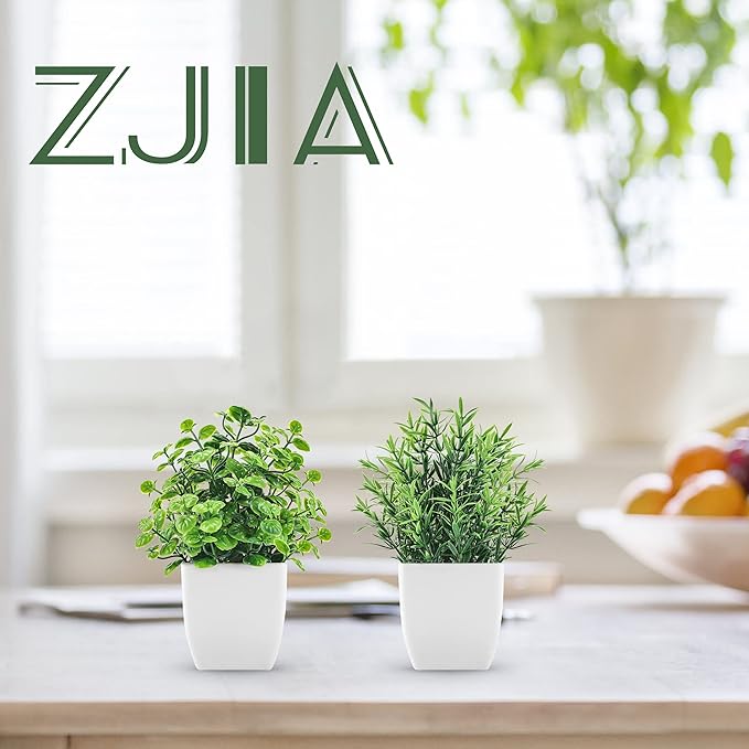 2 Pack Fake Plants Small Artificial Greenery Faux Plants Indoor for Home Farmhouse Bathroom Shelf Decor