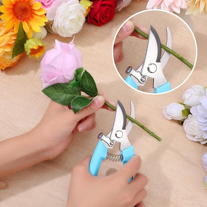 8 Pcs Garden Shears Pruning Scissors Clippers Sharp Hand Pruners for Gardening Tools Cutting Flowers Trimming Plants Bonsai Fruits Picking, 4 Bypass Blade and 4 Straight Blade