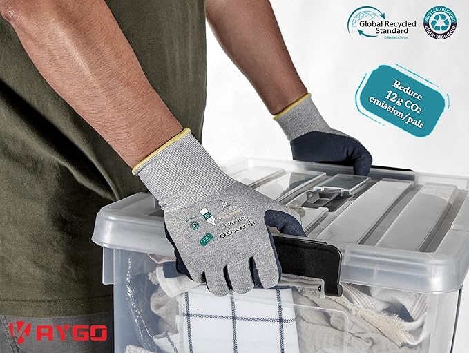 KAYGO Work Gloves for Women, Eco Friendly Safety Work Gloves with Breathable Rubber Coated, KGE19L,3 Pairs