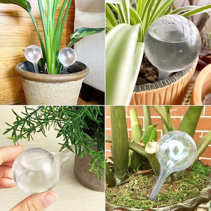 Pynqdfu 8 Pcs Clear Plant Watering Globes,Plastic Self Watering Bulbs Ball,Garden Water Device for Plant Indoor Outdoor(Small)